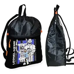 Рюкзак-мешок для обуви,спортивной формы Лионель Месси детская сумка для сменки с расширителем (01338)