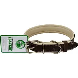 Нашийник шкіряний Lucky Pet, подвійний, 36-46х2,5 см, коричнево-бежевий