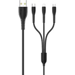 Кабель Usams US-SJ367 U35 3in1 USB-A to USB-C/Lightning/Micro-USB 2A 1m Black (SJ367USB01) [139705]