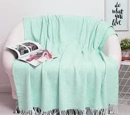 Плед бавовняний Vladi Валенсія Антоніо 170х200 біло-м'ятний