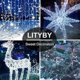 LITYBY Fairy Lights Акумулятор водонепроникний, 12M/120LED Різдвяні казкові вогні, 8 режимів Battery String Lights Outdoor - мініатюра 5