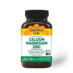 Вітаміни та мінерали Country Life Target-Mins Calcium Magnesium Zinc, 180 таблеток