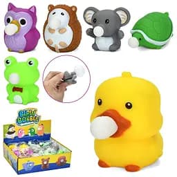 Антистресс животное с жевательной резинкой, 6.5 см, игрушка-надувашка, MS4718 (в ассортименте)