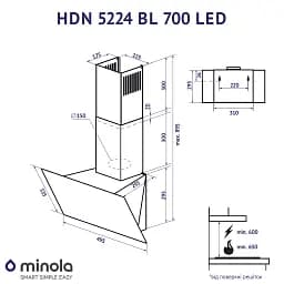 Витяжка декоративна похила Minola HDN 5224 BL 700 LED - мініатюра 11