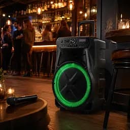 Портативна акустика ZXX-7272 600 Вт / Переносна колонка на коліщатках, еквалайзер, пульт, FM, Bluetooth, динамік 15 дюймів / Акумуляторна колонка з підсвічуванням + мікрофон - мініатюра 2