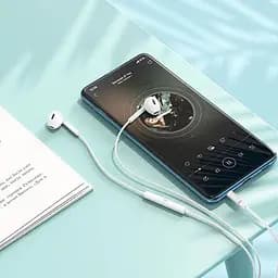 Навушники Hoco Pure joy wire control earphones with microphone 3.5 мм M109 білі - мініатюра 4