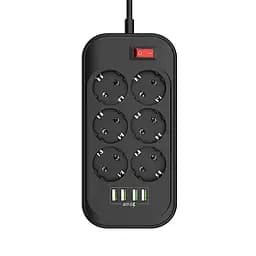 Сетевой фильтр-удлинитель СolorWay (6 х розеток 4 х USB) (CW-CHE64B)