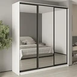 Шафа-купе тридверна MebelStar Стандарт BG 3 Дзеркала 220x45x240 см Аляска білий (MBS-8764)