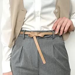 Ремень-узел кожаный бежевый женский HC-1502 (115-120 см)