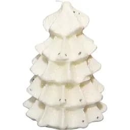 Декоративная новогодняя свеча Devilon Елка, 6.7х6.5х10.5 см белая (791217)