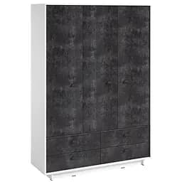 Шкаф Moreli Kuba FK-0006 с ящиками полками и штангой для одежды 1500х2100х500 мм Белый/Бетон Темный