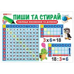 Тренажер-плакат Пиши и стирай Таблица умножения и деления Ранок 13104220