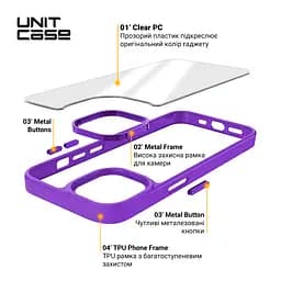 Чехол для Apple iPhone 14 Pro, Unit, фиолетовый, прозрачный противоударный чехол-накладка из TPU и поликарбоната (PC), с защитными бортиками, защита всего корпуса от ударов и царапин, ArmorStandart (ARM62482) - мініатюра 4