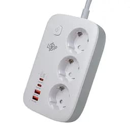 Сетевой фильтр-удлинитель LogicPower LPF-65W-G4, 3x220V-3520W, 2xUSB-60W, 2xType-C 65W QC/PD - мініатюра 2