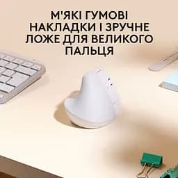 Миша комп'ютерна Logitech Lift for Mac Vertical Ergonomic Mouse Off White (910-006477) - мініатюра 4