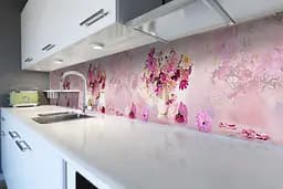 Кухонний фартух Букети рожевих квітів вінілова наклейка ПВХ квіти у вазах 65х250 см Happy Pocket Z180862 - мініатюра 6