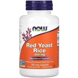 Натуральна добавка NOW Red Yeast Rice 600 mg, 120 вегакапсул