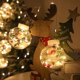 Гірлянда бахрома Copper ball 200 LED 4.2 м, світлодіодна гірлянда з куль зі сніговиками Теплий білий (ST) - мініатюра 3