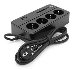 Сетевой фильтр-удлинитель Voltronic G-13, 3000W, 4 Socket + 4 USB 3,2А + 2 Type-C, 2м, Black - мініатюра 4