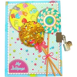 Блокнот дитячий Malevaro Льодяники з віконцем, рідкими блискітками та навісним замочком 178 x 130 мм 80 аркушів у лінійку (W360711)