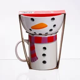 Новорічна чашка з піалою Yiwu Snowman набір святковий CR-1-49 - мініатюра 2