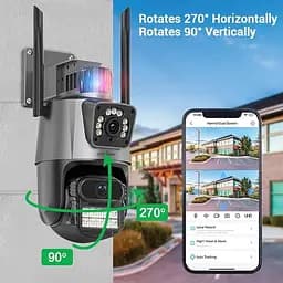 Камера відеонагляду з двома об'єктивами 360° 4Мп ip66 автоматичне слідкування - мініатюра 4