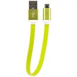 Кабель Dengos PLS-M-SHRT-PLSK Flat Micro USB cable 0.2m Green