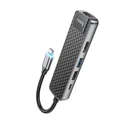 Розгалужувач хаб - мультиадаптер Hoco HB23 Easy view - Type-C to 4K HDMI LAN 60W - мініатюра 4