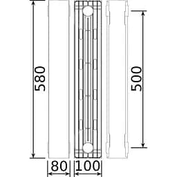 Радіатор біметалевий секційний Queen Therm 500/100 мм VERTICAL білий (28430) - мініатюра 3
