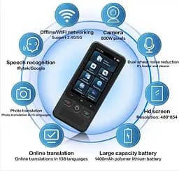 Голосовий перекладач AI Translator T18 Wi-Fi Bluetooth (138 мов) 1400 мАг - мініатюра 3