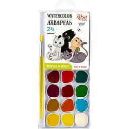 Набір акварельних фарб Cats 24 кольорів з/пензликом Rosa Kids