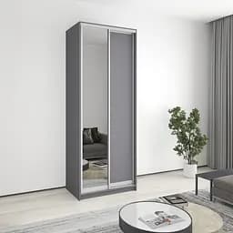 Шкаф-купе двухдверный MebelStar Стандарт AL ДСП/Зеркало 90x60x240 см Антрацит (MBS-3734)