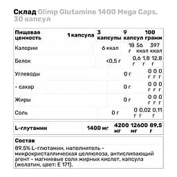 Амінокислота Olimp Glutamine 1400 Mega Caps 30 капсул - мініатюра 3