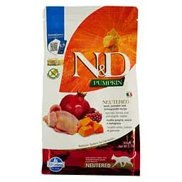 Сухой беззерновой корм для стерилизованных кошек Farmina N&D Grain Free Pumpkin Cat Quail&Pomegranate Neutered, тыква, перепелка и гранат, 300 г