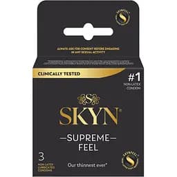 Презервативи Skyn Supreme Feel 3 шт ультратонкі, без латексу, з максимальним зволоженням