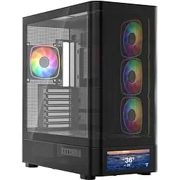 Корпус ModeCom VOLCANO AQ500 ARGB MIDI FRONT LCD 6,2” 4x120mm fans BLACK без БЖ ATX