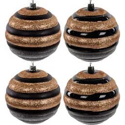 Набір ялинкових прикрас Elen Dekor 10 см 4 шт. чорний з золотим (822-009)