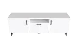 Тумба Лестер на конусних ніжках Ferrum-decor 48x139x38 Чорний метал ДСП Білий 16 мм (FRD-106807) - мініатюра 3