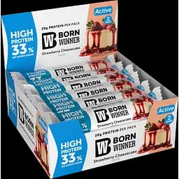 Батончик протеиновый Born Winner Active со вкусом клубничного чизкейка 60 г блок 12 шт.