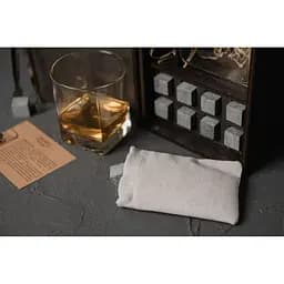 Подарунковий набір Whiskey Stones камені для віскі 8 штук + інструкція + мішечок для зберігання + щипці та 2 склянки - мініатюра 4