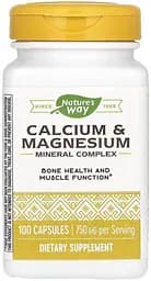 Кальцій та магній Nature's Way Calcium & Magnesium, 100 капсул для підтримки кісток, зубів