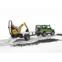 Набір іграшковий Bruder Автомобіль Land Rover Defender з причіпом, мікро-екскаватором JCB та фігуркою (02593) - мініатюра 5