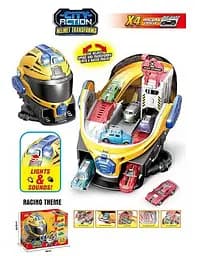 Гараж-Трек ШОЛОМ, подсветка, аудиоэффекты сирен, механический подъемник, 38x28x18 см, SK639SB