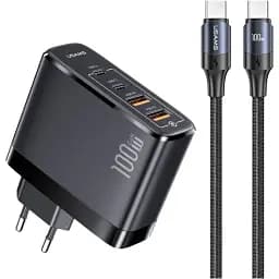 Зарядний пристрій 4 порти 100 вт Usams-UC Fast Charger Kit T44 100 W 4 Ports GaN Fast Charger
