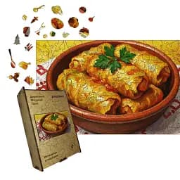 Деревянный фигурный пазл Сочные Голубцы, А3, Деревянная коробка 200 элементов