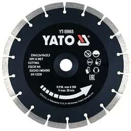 Диск відрізний алмазний по каменю і бетону Yato Ø=230x2.2x10x22.2мм (YT-59965)