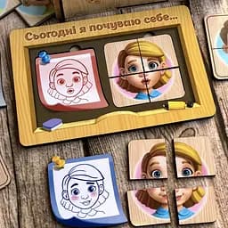 Дерев'яний пазл-сортер Емоції 36 деталей Ubumblebees 12х17.5х0 см igr0001546 - мініатюра 2