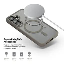 Чехол Samsung Galaxy S25 Plus 5G, Unit MagSafe, серый, прозрачный, магсейф, противоударный, магнитный, панель-накладка с поддержкой MagSafe, с поддержкой беспроводной зарядки, TPU+PC, защита всего корпуса, ударопрочный, ArmorStandart (ARM83091) - мініатюра 4