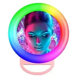 Кільцева світлодіодна LED лампа на телефон RIAS A4S RGB акумуляторна з дзеркалом 11 см