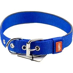 Нашийник для собак Agility нейлон зі світловідбивним кантом подвійний 38-46х2.5 см синій